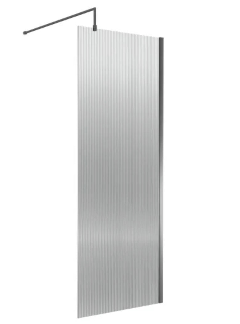 8mm Fluted Wetroom Screens - Brushed Pewter