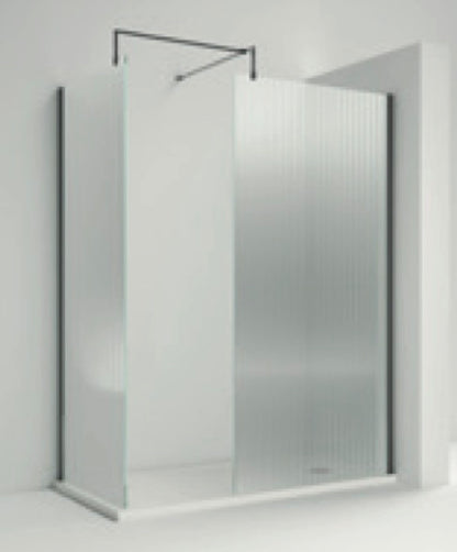 8mm Fluted Wetroom Screens - Brushed Pewter