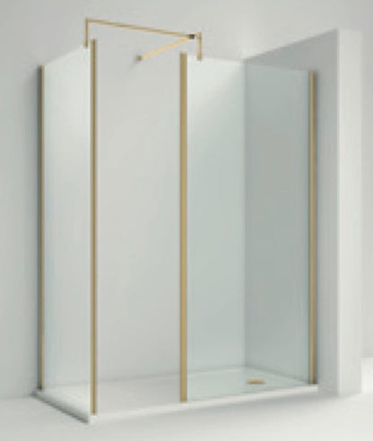8mm Outer Frame Wetroom Screens - Brushed Brass