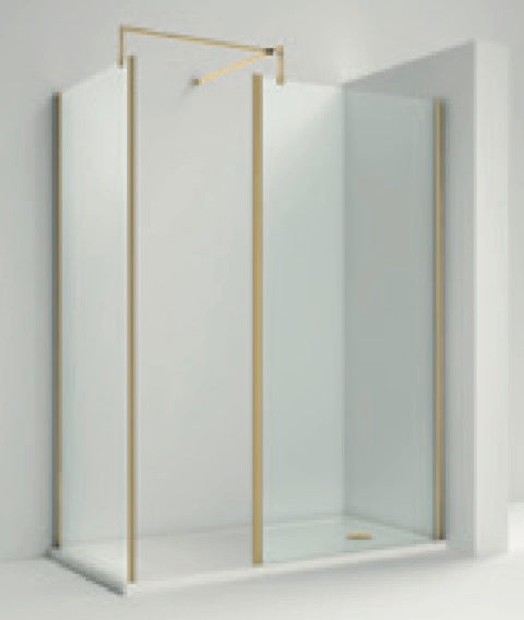 8mm Outer Frame Wetroom Screens - Brushed Brass