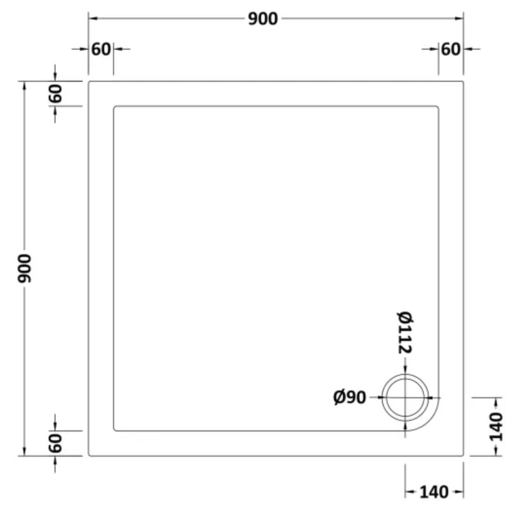 Square Slimline Shower Tray 900 x 900mm