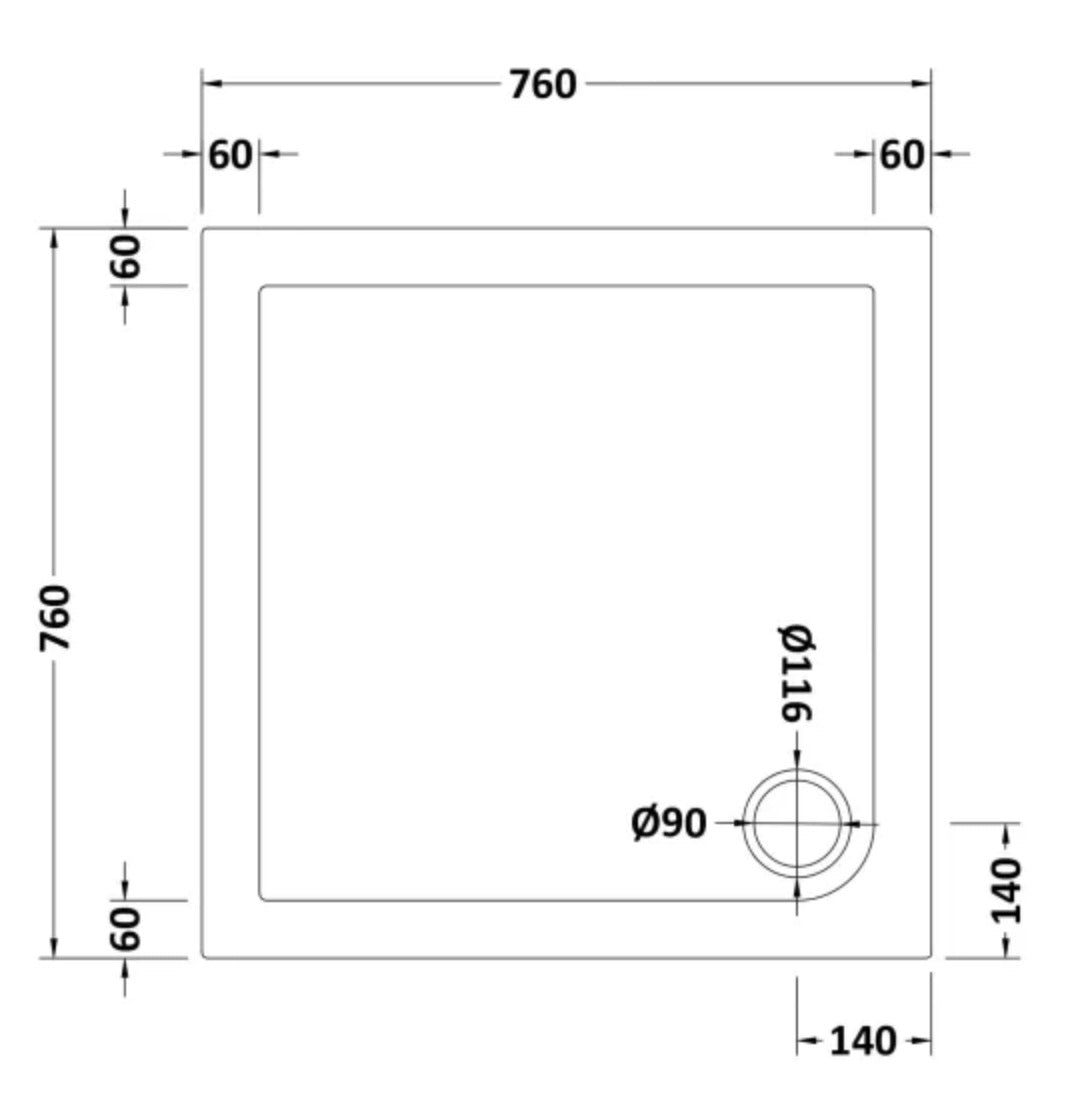 Square Slimline Shower Tray 760 x 760mm