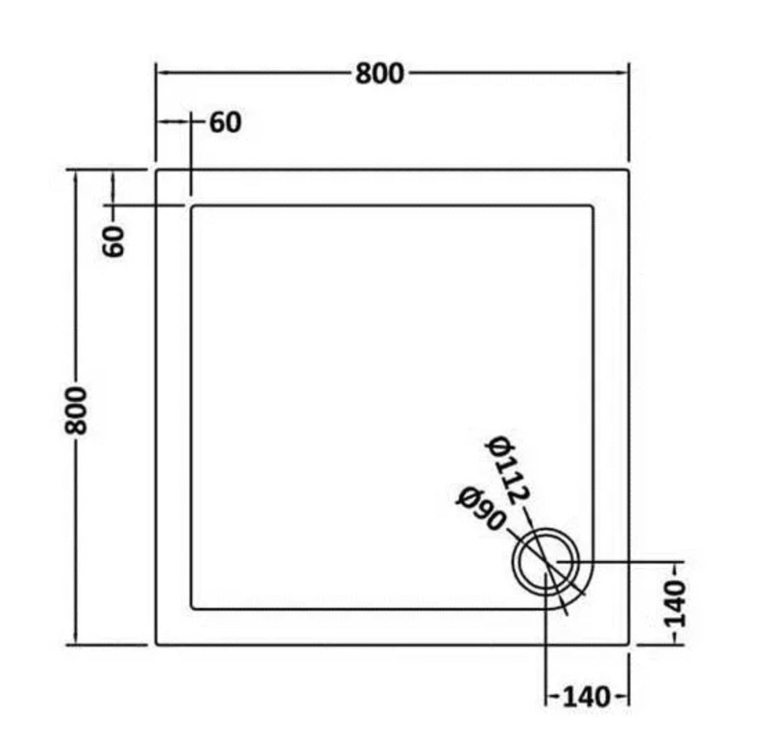 Square Slimline Shower Tray 800 x 800mm - Black
