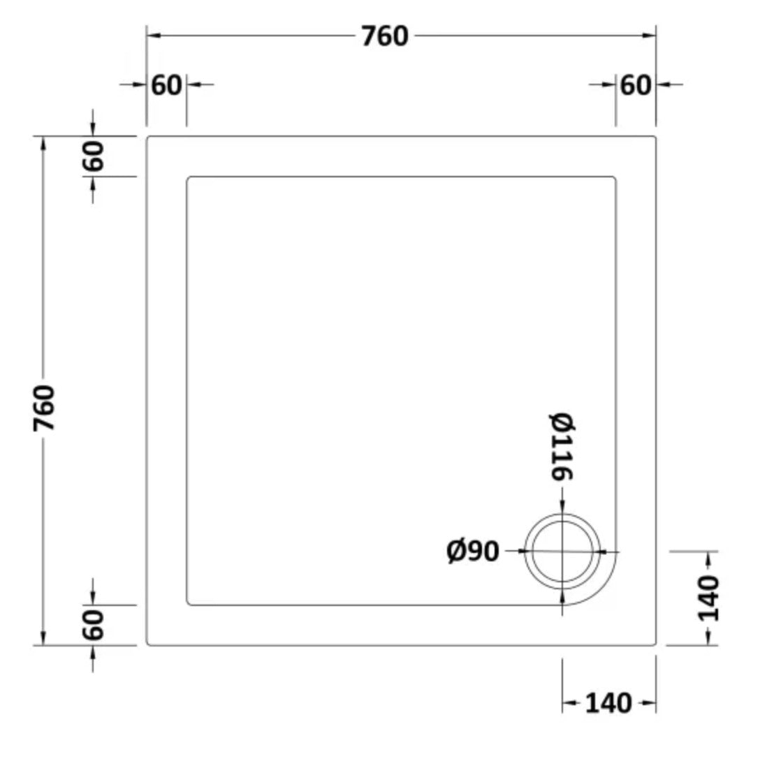 Slip Resistant Square Slimline Shower Tray 760 x 760mm
