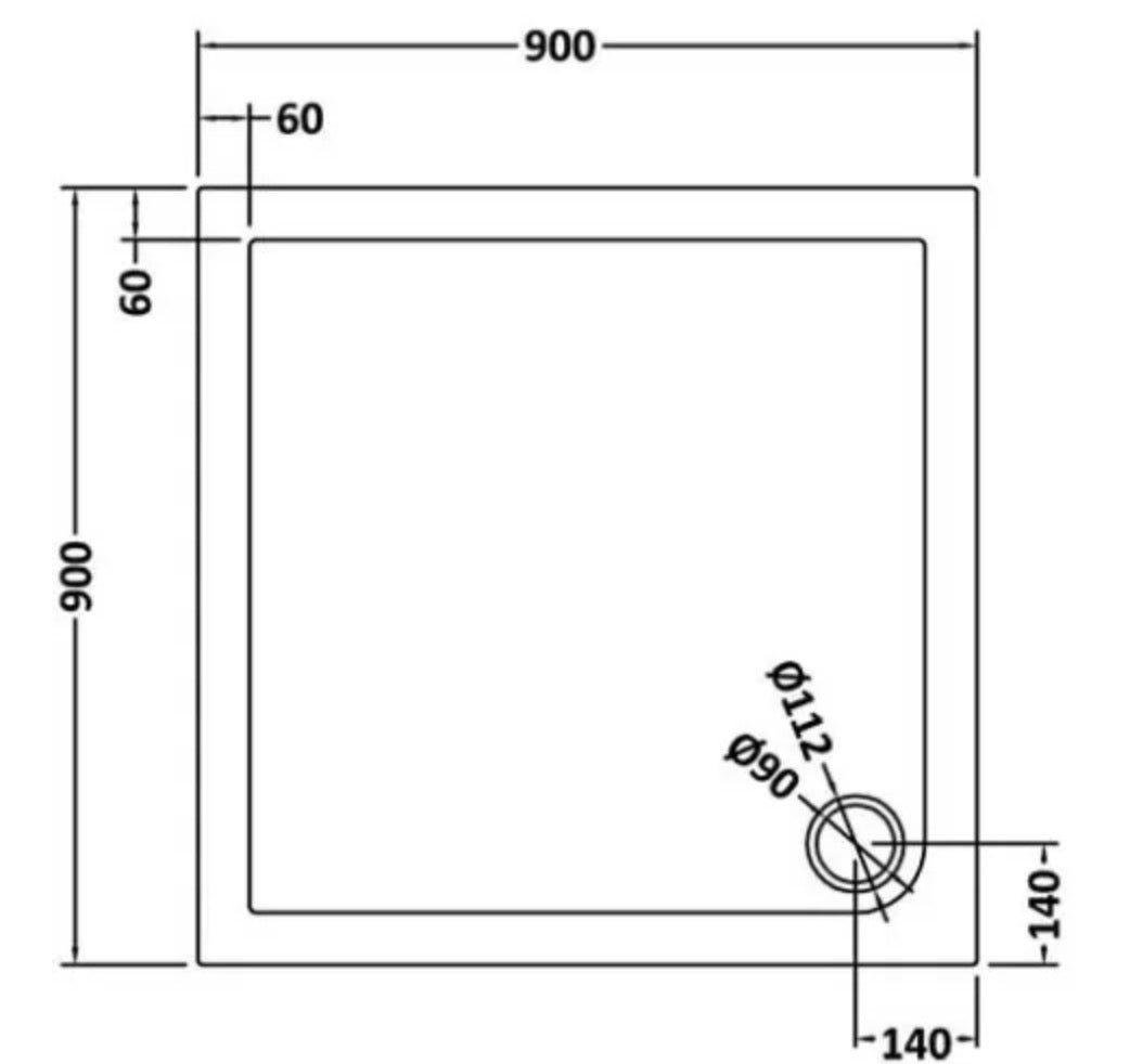Square Slimline Shower Tray 900 x 900mm - Black