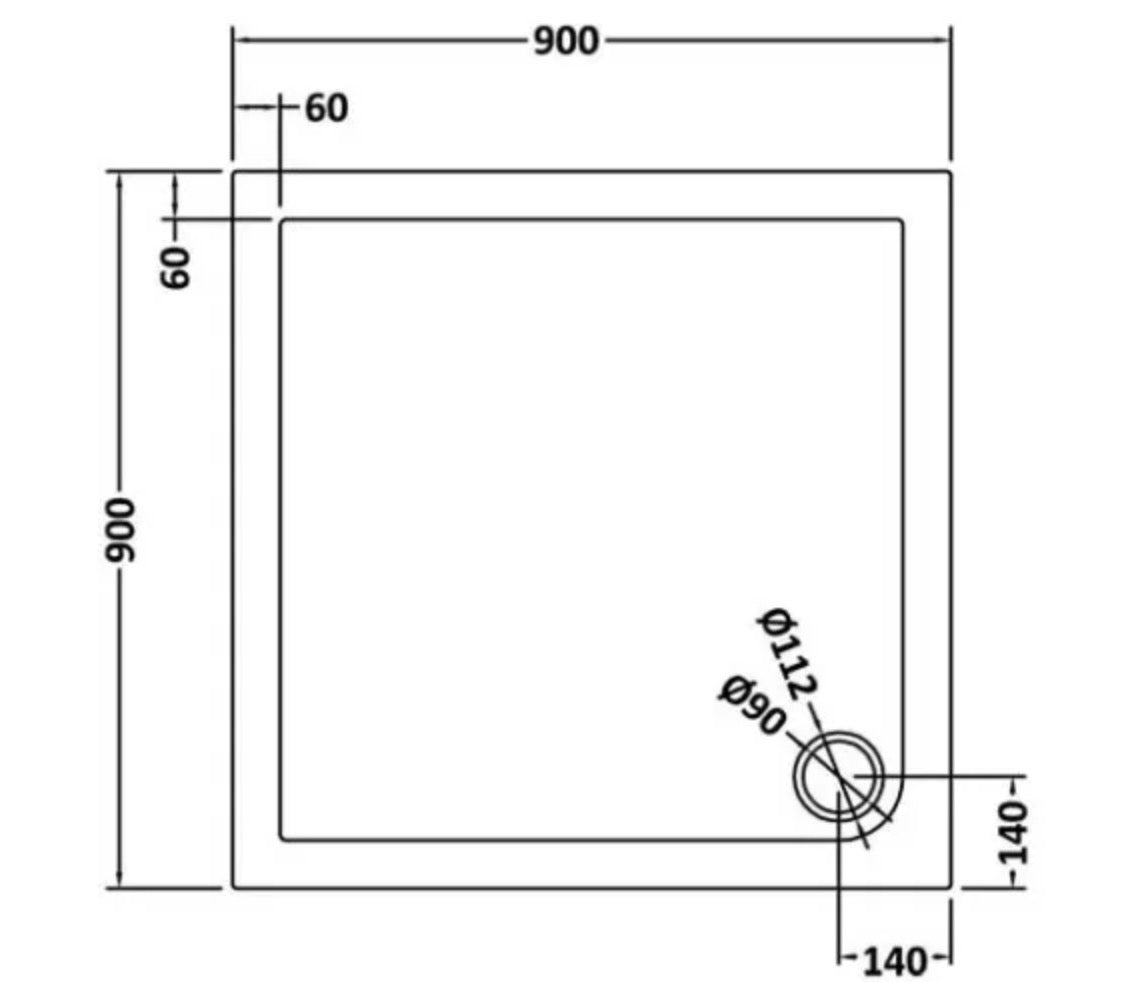 Square Slimline Shower Tray 900 x 900mm - Black