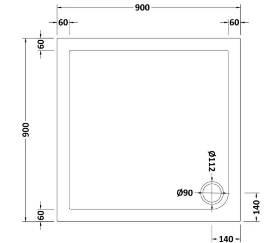 Slip Resistant Square Slimline Shower Tray 900 x 900mm