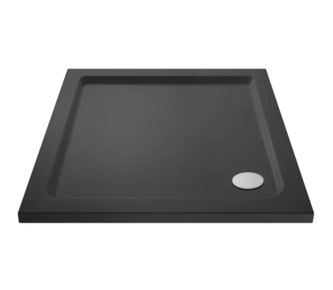 Square Slimline Shower Tray 700 x 700mm - Black