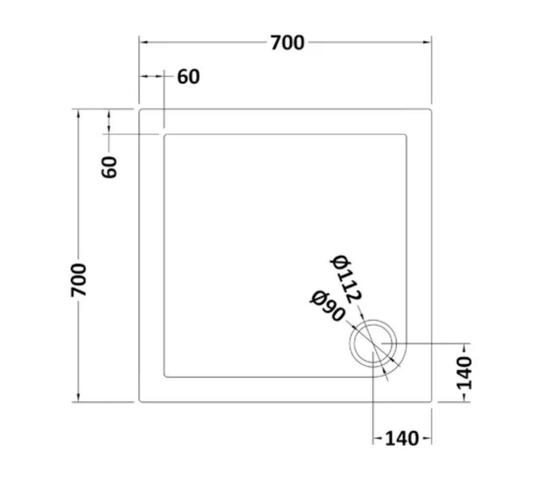 Square Slimline Shower Tray 700 x 700mm - Black