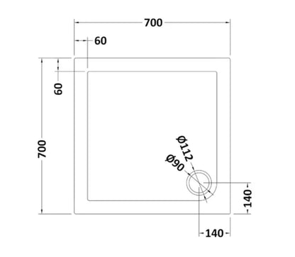 Square Slimline Shower Tray 700 x 700mm - Black