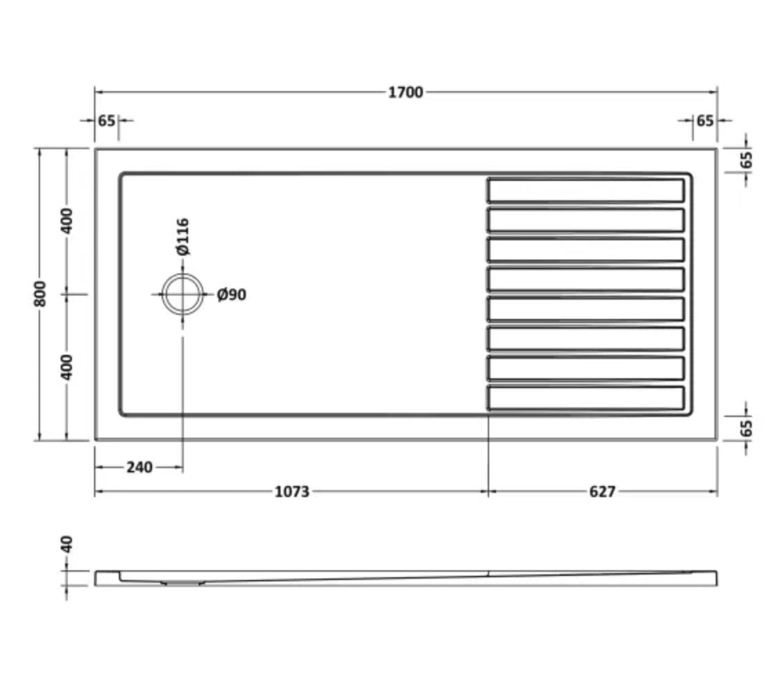 Rectangular Walk-In Slimline Shower Tray 1700 x 800mm