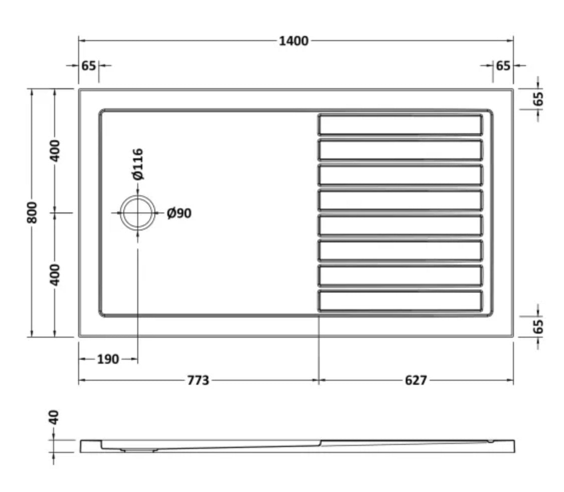 Rectangular Walk-In Slimline Shower Tray 1400 x 800mm