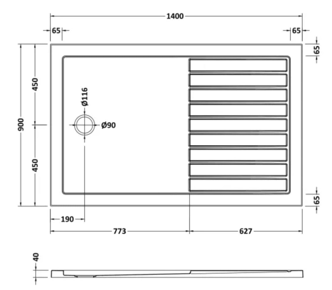 Rectangular Walk-In Slimline Shower Tray 1400 x 900mm
