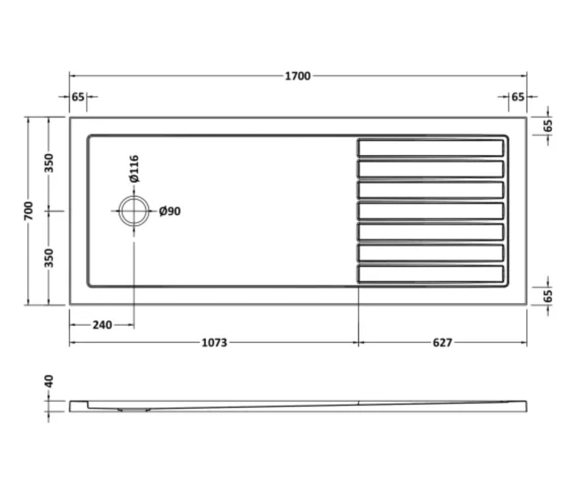 Rectangular Walk-In Slimline Shower Tray 1700 x 700mm