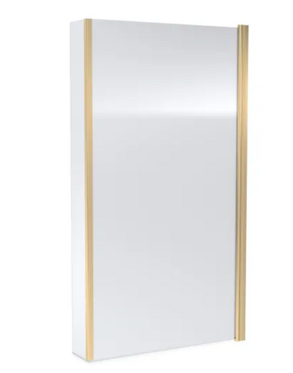 Brushed Brass 6mm Bath Screens - L-Shaped Hinged Bath Screen with Fixed Return
