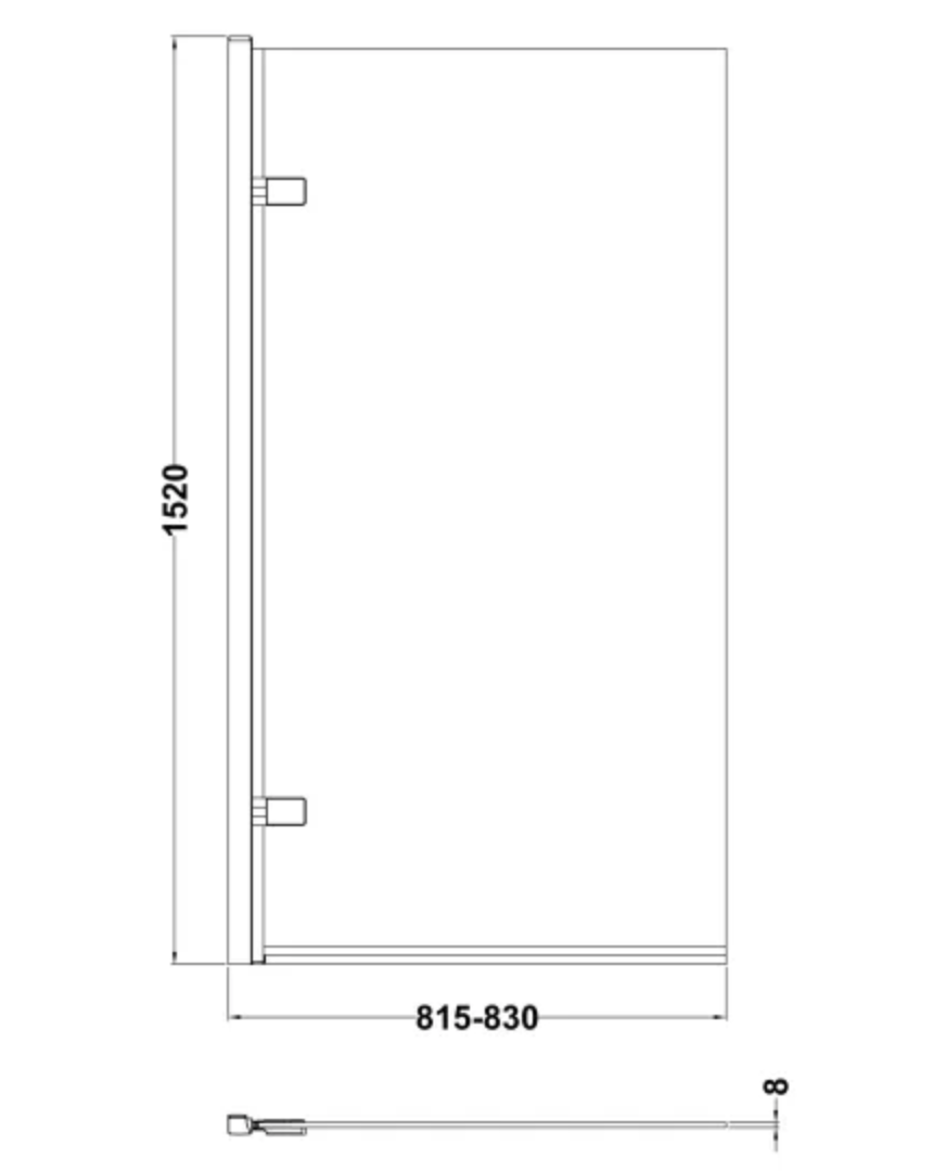 Luxe Collection 8mm Bath Screens - Black Square Hinged Bath Screen