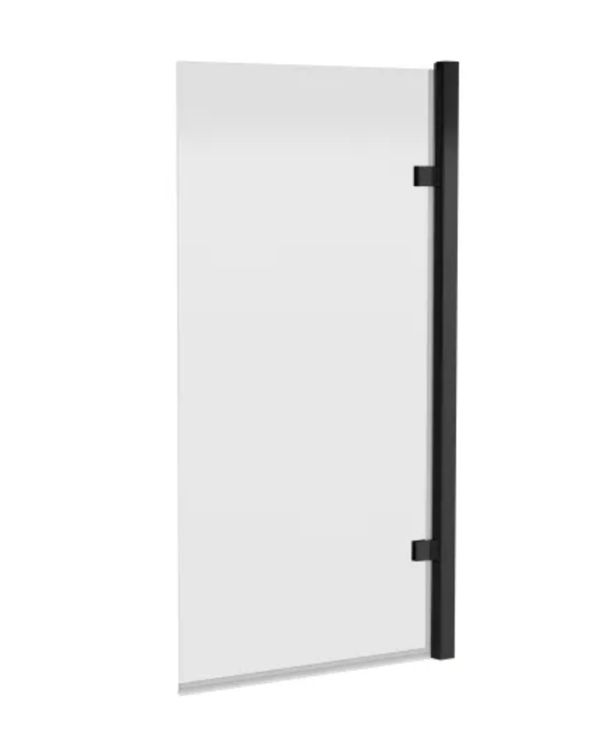 Luxe Collection 8mm Bath Screens - Black Square Hinged Bath Screen