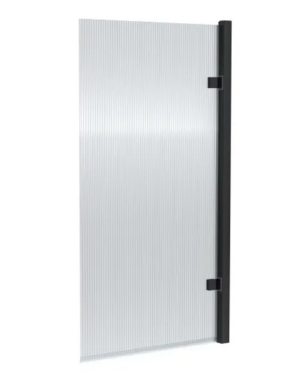 Luxe Collection 8mm Bath Screens - Black Fluted Square Hinged Bath Screen