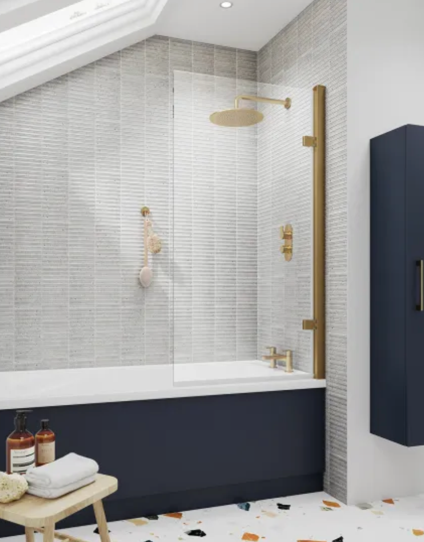 Luxe Collection 8mm Bath Screens - Square Hinged Bath Screen