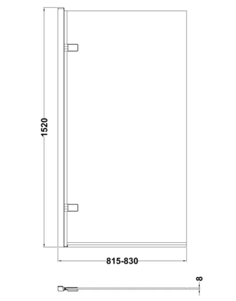 Luxe Collection 8mm Bath Screens - Square Hinged Bath Screen