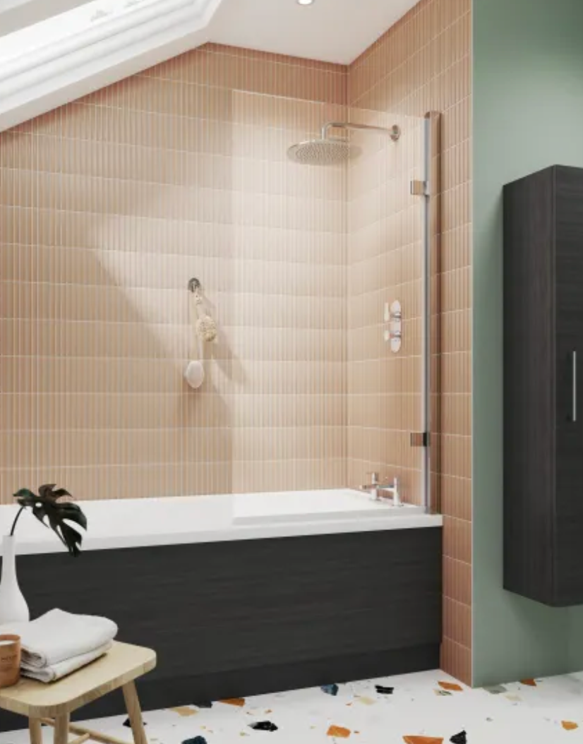Luxe Collection 8mm Bath Screens - Square Hinged Bath Screen