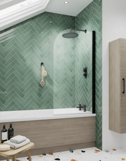 Black 6mm Bath Screens - Round Hinged Bath Screen