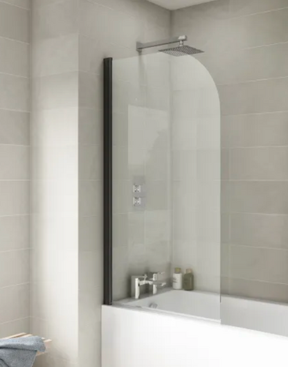 Black 6mm Bath Screens - Round Hinged Bath Screen