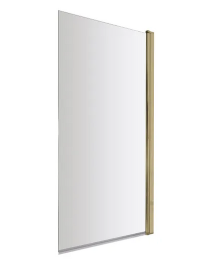 Brushed Brass 6mm Bath Screens - Square 6mm Toughened Safety Glass Shower Bath Screen