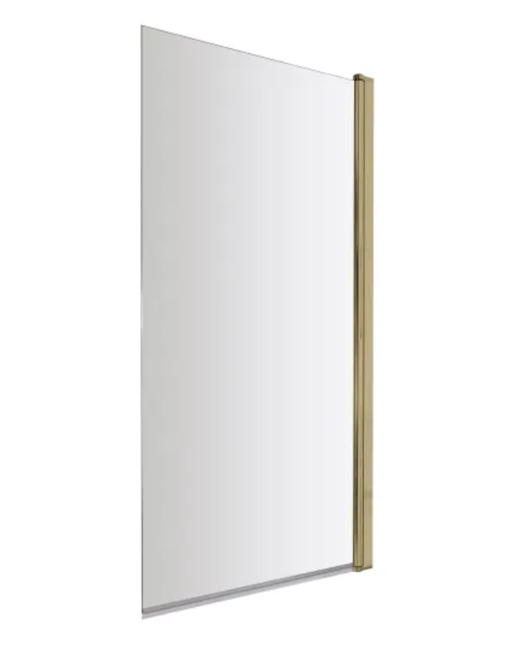 Brushed Brass 6mm Bath Screens - Square 6mm Toughened Safety Glass Shower Bath Screen