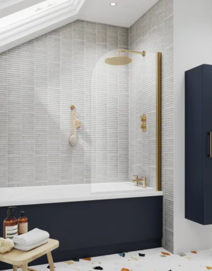 Brushed Brass 6mm Bath Screens - Round Screens Round Bath Screen