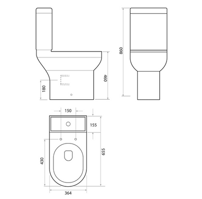 Spa Comfort Height Open Back Pan, Cistern & Soft Close Seat Set