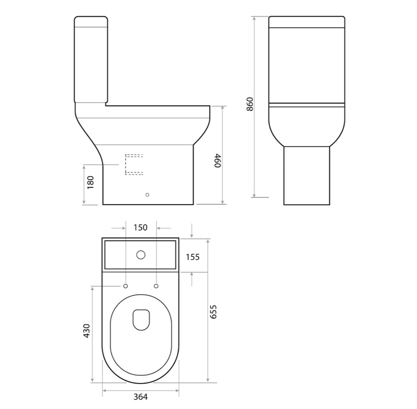 Spa Comfort Height Open Back Pan, Cistern & Soft Close Seat Set