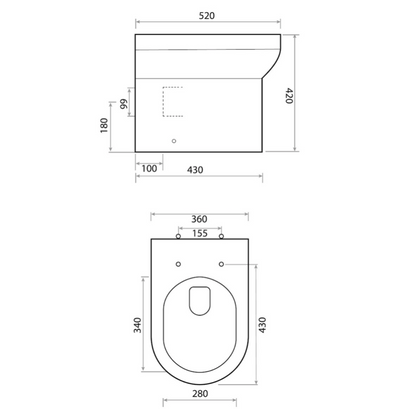 Spa Rimless BTW Pan & Wrap Over Seat