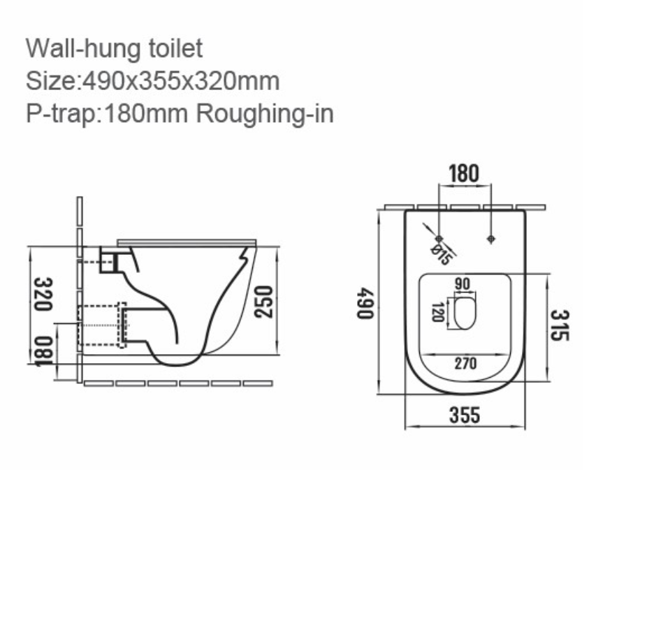 Riviera Round Wall Hung WC & Seat Set