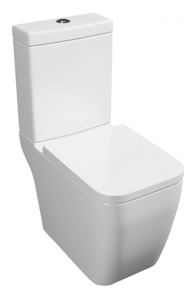 Genoa Square Close Coupled Rimless Pan (Open Back), Cistern & Seat
