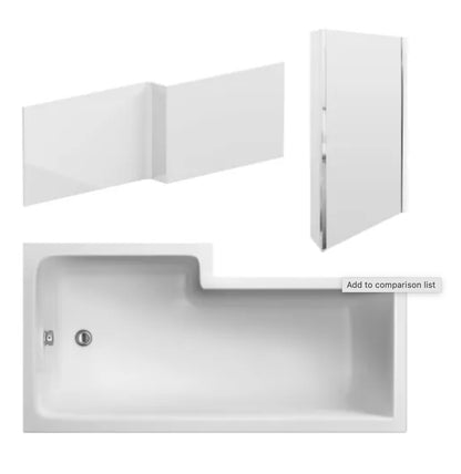 Shower Baths - Square (Bath, Screen & White Acrylic Panel)