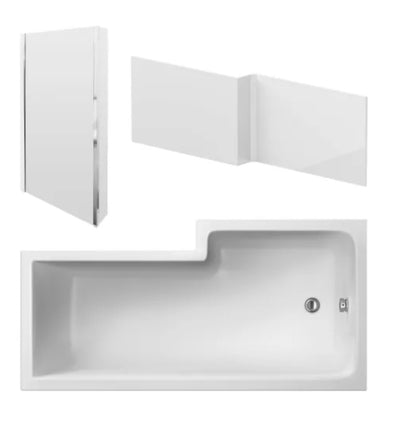 Shower Baths - Square (Bath, Screen & White Acrylic Panel)