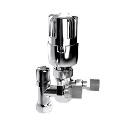 Entity Chrome Thermostatic Angled Radiator Valve & Lockshield