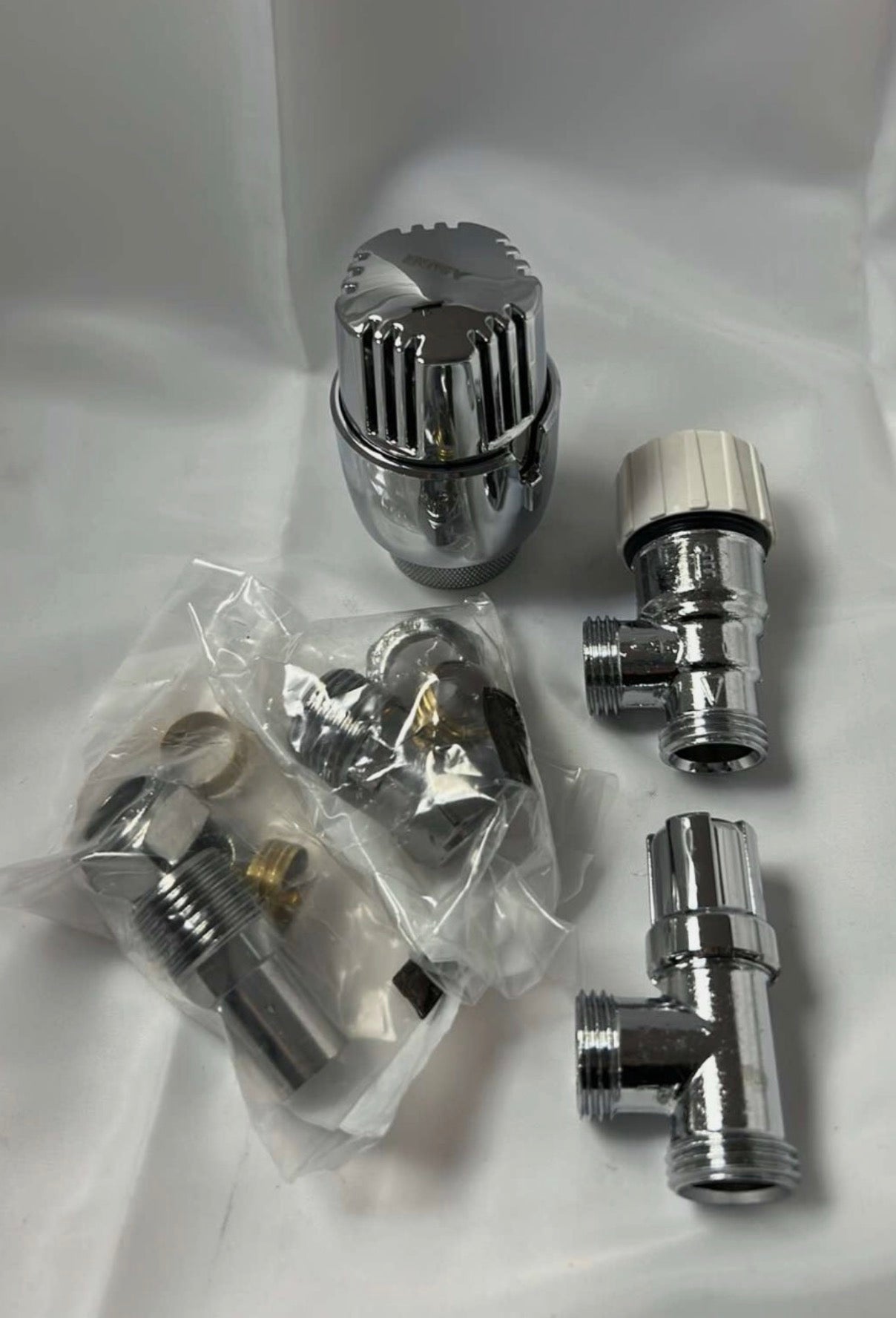 Entity Chrome Thermostatic Angled Radiator Valve & Lockshield