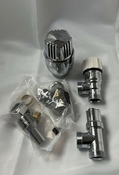 Entity Chrome Thermostatic Angled Radiator Valve & Lockshield