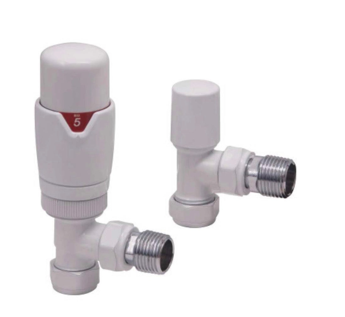 White Designer Angled Valves (Pair)