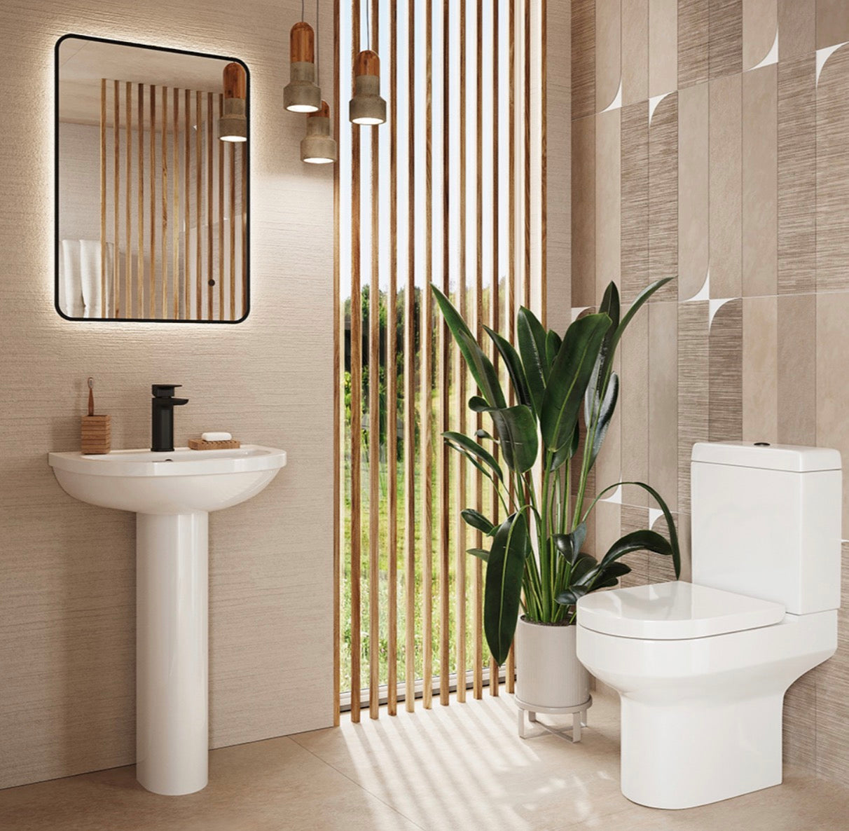 Spa Rimless Closed Back Pan, Cistern & Seat Set