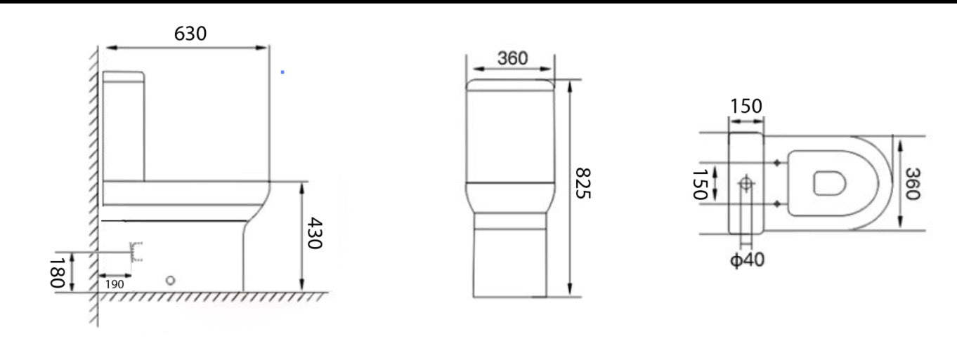 Spa Rimless Closed Back Pan, Cistern & Seat Set