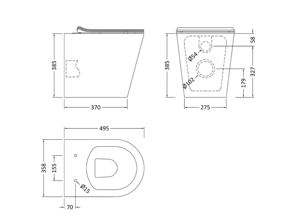 Freya Round Rimless Back To Wall Pan & Soft Close Seat