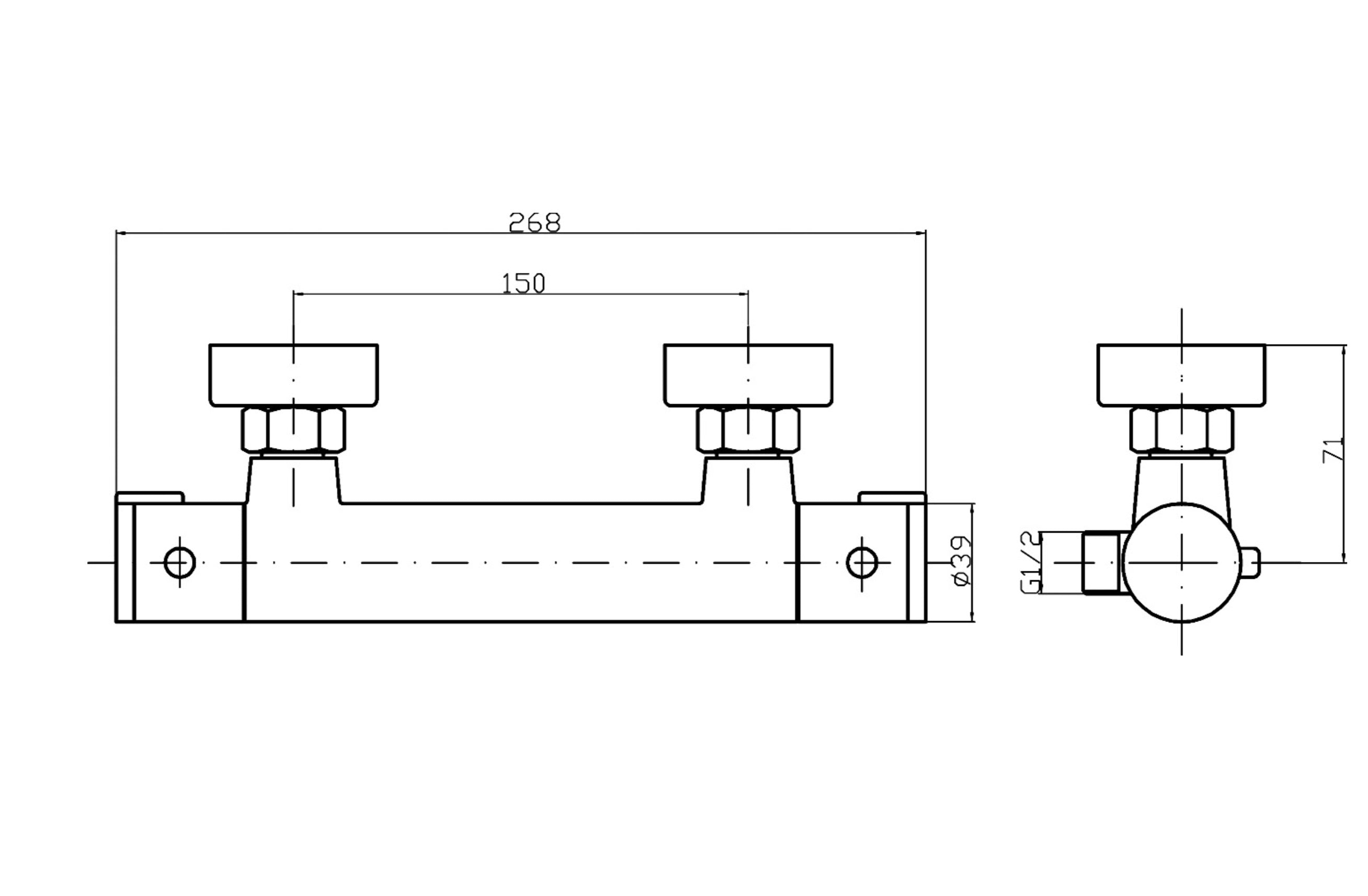 Bar Showers Minimalist Thermostatic Bar Valve