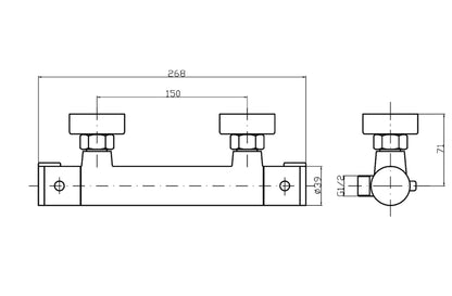 Bar Showers Minimalist Thermostatic Bar Valve