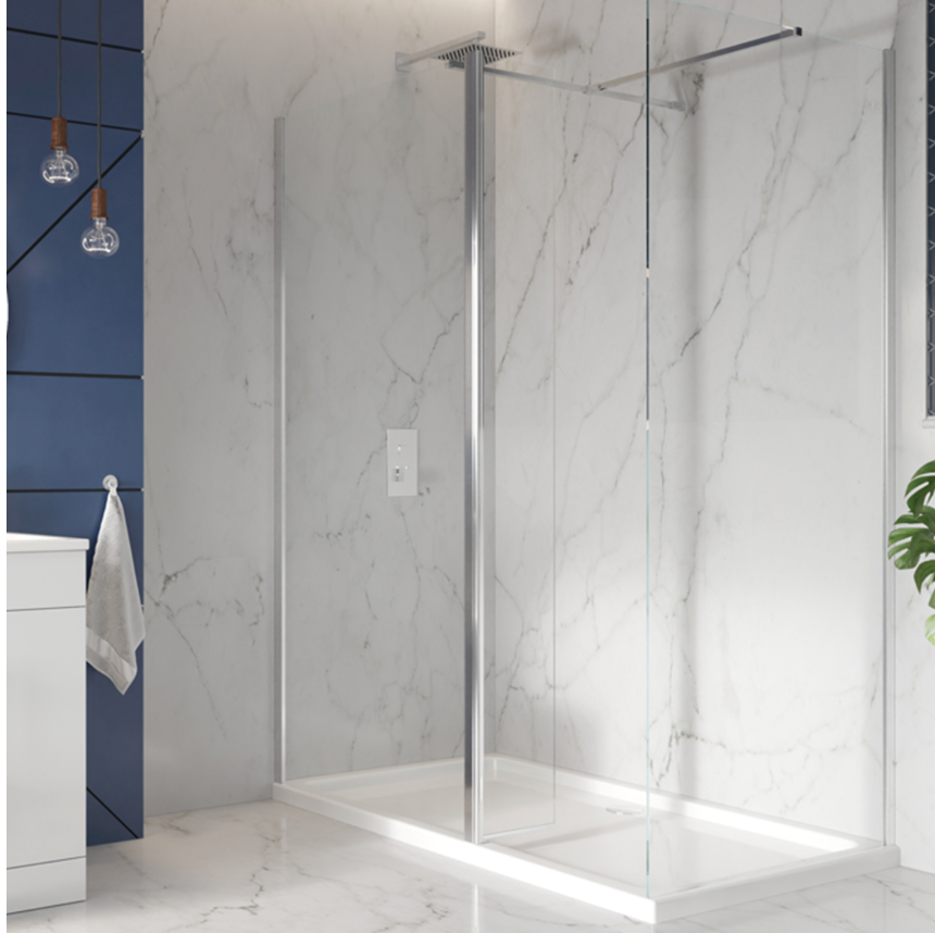 S8 Chrome Wetroom Flipper Panel