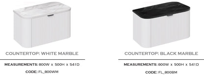 PVC Fluted Wall Hung Unit With Marble Countertop 800mm