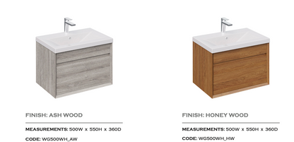 PVC Woodgrain Wall Hung Unit Short Projection Handleless 500mm