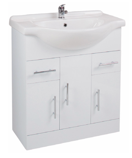 MDF Gloss White Floor Standing Vanity Unit 850mm